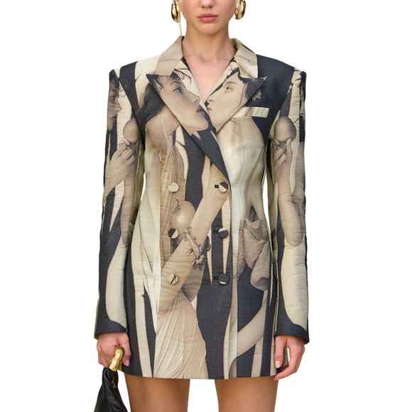 cult gaia Dresses & Skirts - Cult Gaia 'Daniella' Tan Polyester Blazer Dress Size 4